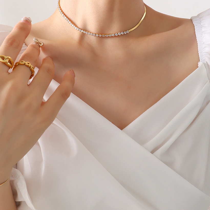 Bijoux Fantaisie Parures Bijoux | Mode Diamant Zircon Incrust Couture Lame Chane Orplaqu Collier Bracelet - GC36734