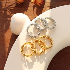Moda titanio acero chapado en oro cadena hueco anillo minimalista hombres y mujeres anillos