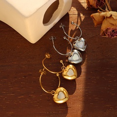 Korean Style Geometric C- Shaped Earrings Fashion Peach Heart Pendant Earrings