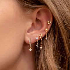 Fashion Star Moon Copper Alloy Earrings Five-Piece Set Wholesale