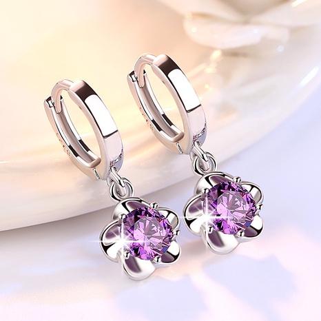 Women's Simple White Plum Blossom Purple Peony Alloy Earrings's discount tags