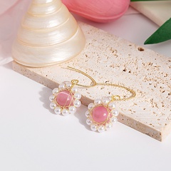 Spring Big Pink Opal Pearl Earrings Fashion Classic Earrings