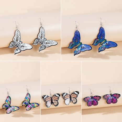 Bohemian Ethnic Style Colored Glaze Retro Elegant Three-Dimensional Butterfly Ear Hook's discount tags