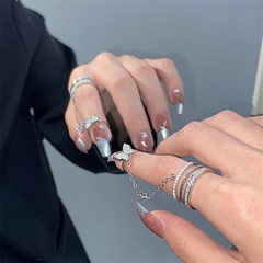 Tassel Chain Connected Ring Female Fashion Micro Inlaid Zircon Butterfly Index Finger Ring