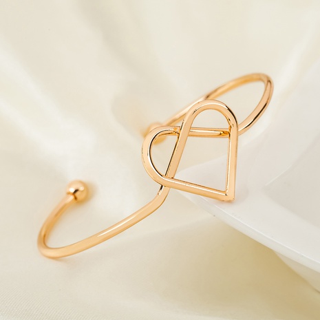 Simple Woven Love Heart Open-End Bracelet Fashion Geometry Cross Couple Metal Bracelet's discount tags
