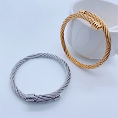 Neue Einfache Titan Stahl 18K Gold Plating Edelstahl Twist Kette Armband