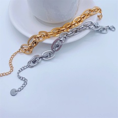simple Titanium Steel 18K Gold Plating Thick stainless Bracelet