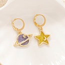 simple Dripping oil Star Moon Asymmetric pendant Earringspicture12