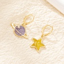 simple Dripping oil Star Moon Asymmetric pendant Earringspicture11