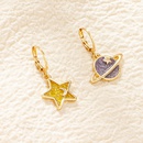 simple Dripping oil Star Moon Asymmetric pendant Earringspicture9