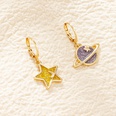 simple Dripping oil Star Moon Asymmetric pendant Earringspicture13