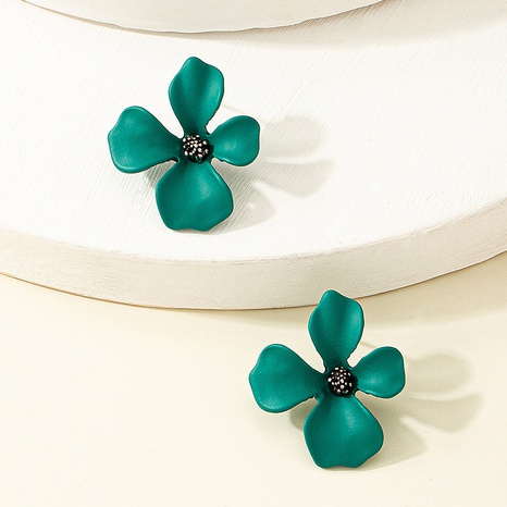 Nuevos pendientes con forma de flor verde de estilo simple's discount tags