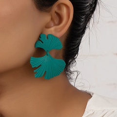New Style Spray Paint Green Ginkgo Leaf Earrings