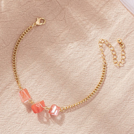 Nueva pulsera de cadena de cristal Rosa grava Natural Irregular's discount tags