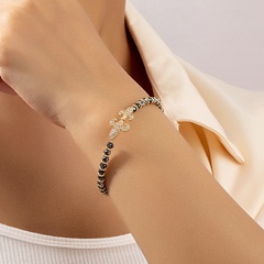 simple Color Crystal beaded anchor shape Pendant Bracelet