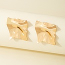 Einfache Stil geometrische platz Falten Goldenen anhnger Ohrringepicture9
