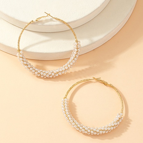 Bohemian style Creative round Small pearl Bead alloy earrings's discount tags