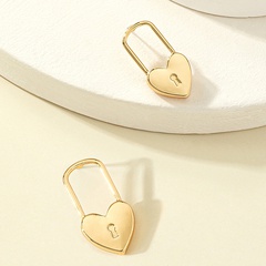 Simple style Heart shape Lock pendant alloy Earrings