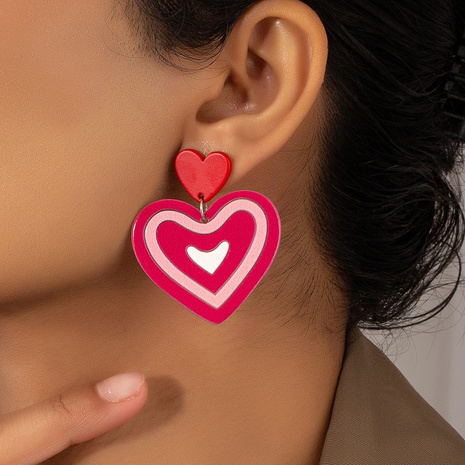 2022 Simple Coeur Couleur Correspondant Multi-Couche Acrylique pendentif Boucles D'oreilles's discount tags