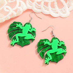 Fashion New Creative Funny Quirky Frog Leaf Acrylic Resin Earrings