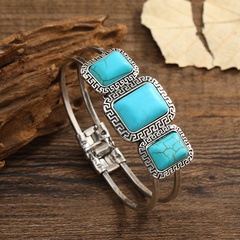 Fashion Original String Beads Square Women's Jewelry Wholesale Turquoise Alloy Bracelet