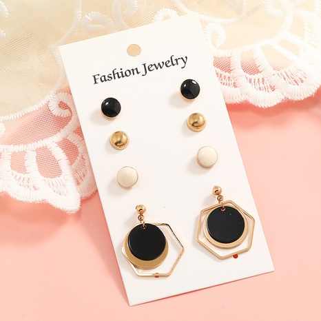 Fashion Simple round Geometric Alloy Earrings 4-Piece Set's discount tags
