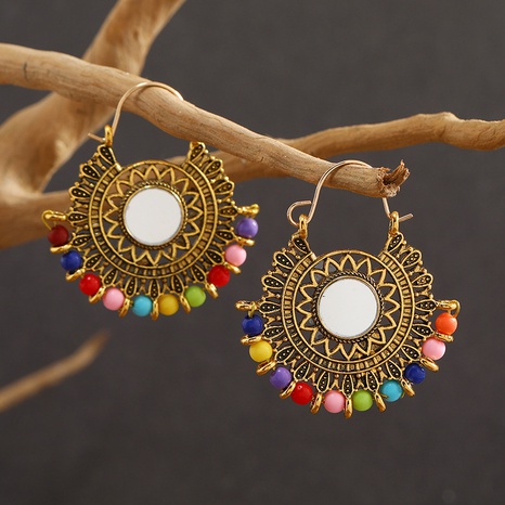 Fashion Bohemian Style round Retro Colorful Alloy Earrings's discount tags