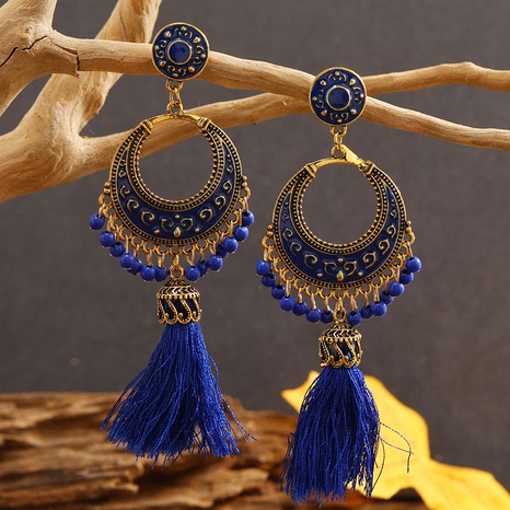 Fashion Vintage Dripping Tassel Pendant Ethnic Alloy Earrings's discount tags