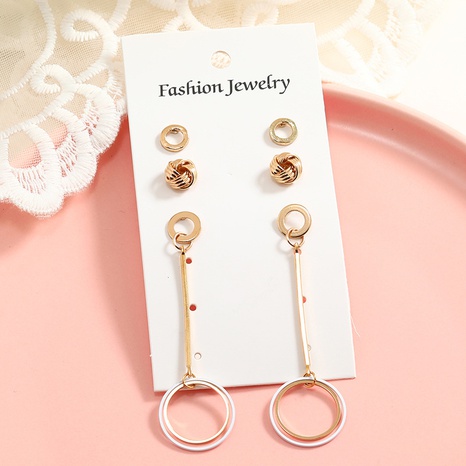Fashion Simple Geometric Three-to-One Card  Women's Circle Alloy Earrings's discount tags