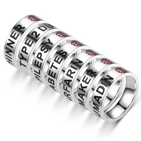 new style simple letter pattern stainless steel ring's discount tags