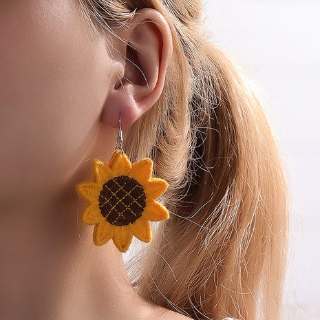 Pendientes de Metal con forma de girasol geométrico de tela creativa a la moda's discount tags