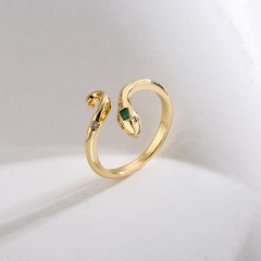 new style Copper Gold-Plated Inlaid Zircon Snake-Shaped Geometric Open Ring