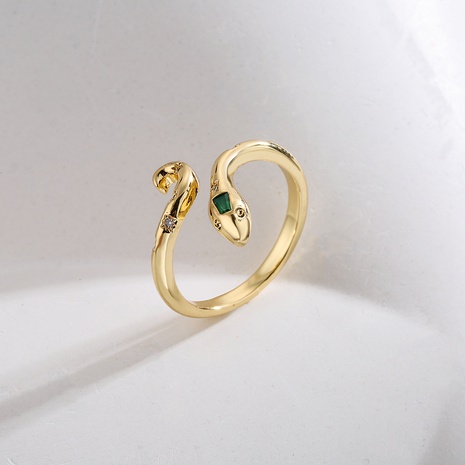 new style Copper Gold-Plated Inlaid Zircon Snake-Shaped Geometric Open Ring's discount tags
