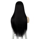 Pelucas de fibra de alta temperatura de longitud media sintticas de pelo liso negro largo para mujerpicture4