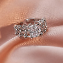 Fashion Creative Unique Cross Diamond-Embedded Copper Ring