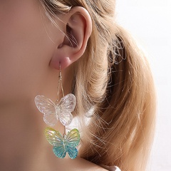 Fashion Creative Fresh Resin Gradient Butterfly Shaped Pendant Earrings