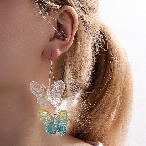 Mode Creative Frais Gradient De Résine En Forme de Papillon Pendentif Boucles D'oreilles's discount tags