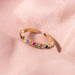 simple style Rainbow Zircon Adjustable Opening Ladies copper Ring