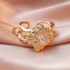 Mode Unregelmäßigen Geformten Kupfer Einfache Feste Farbe Öffnung Ring