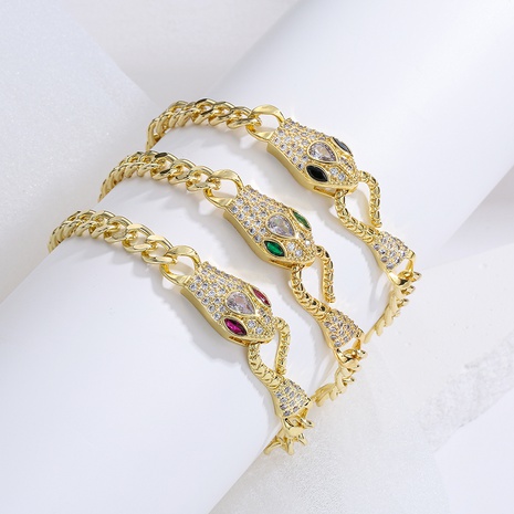 New style copper 18K Gold Plating Zircon Snake-Shaped Bracelet's discount tags