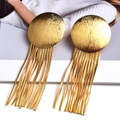European and American Style Trendy Earrings Metal Tassel Cross-Border E-Commerce Supply Ornament Factory Direct Sales Golden, round 681