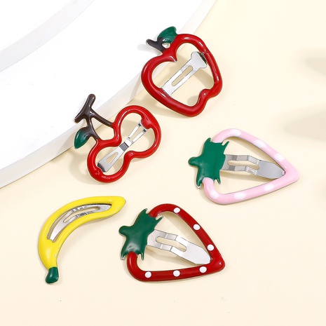 Fashion Cute Hollow Fruit Barrettes Hairpin Children's Headdress Fringe Side Clip's discount tags
