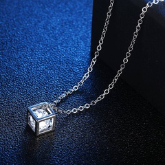 Women'S Fashion Simple Style Square Ball Alloy Necklace Inlaid Zircon Zircon Necklaces
