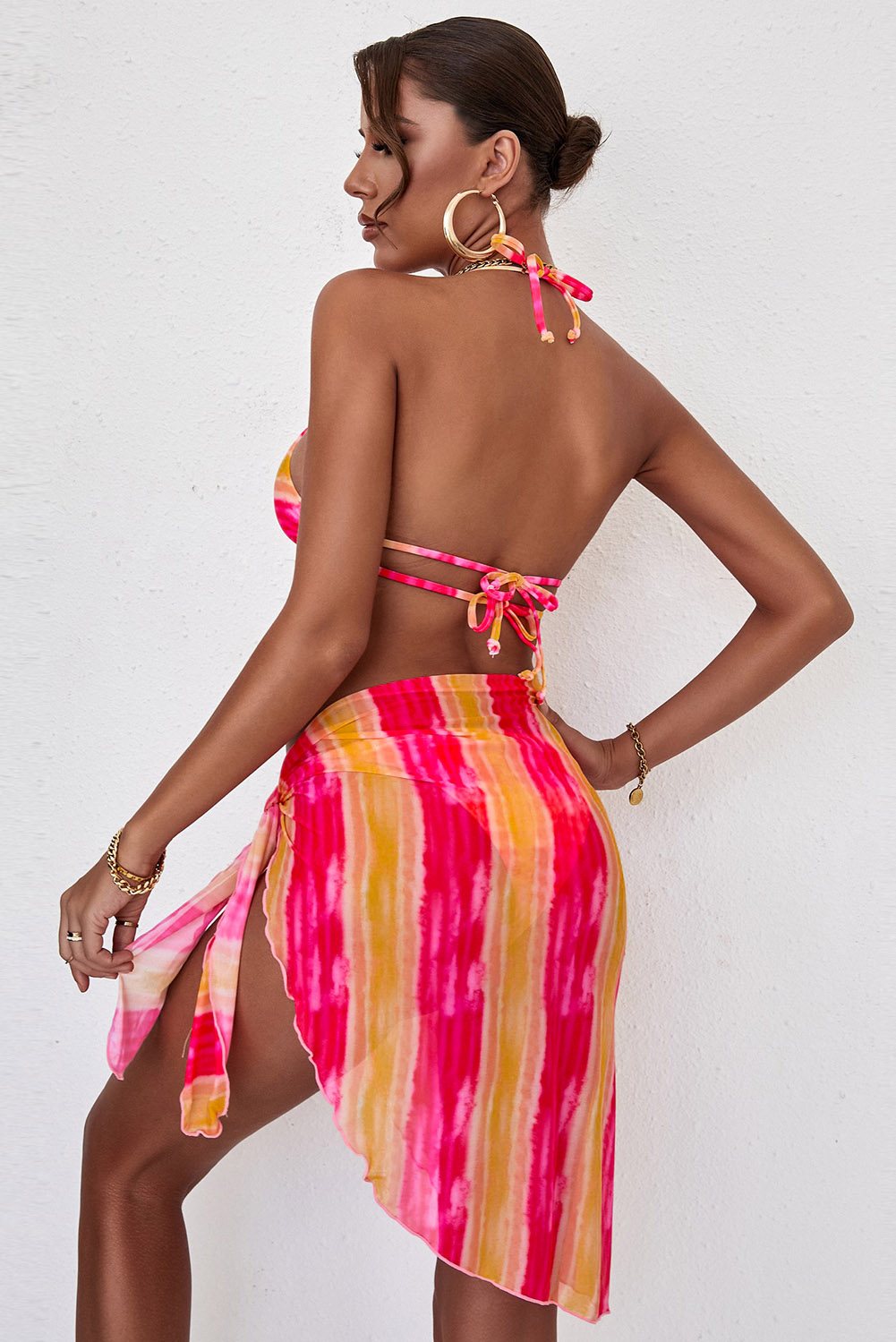 Bikini de tres piezas verano playa vacaciones Sexy espalda descubierta traje de baopicture6