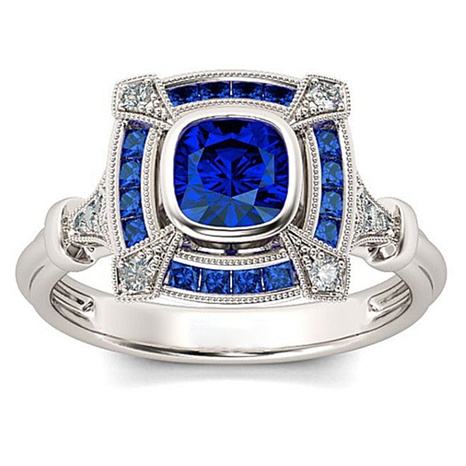 Adorno de anillo de aleación con incrustaciones de diamantes de imitación de cristal geométrico de moda's discount tags