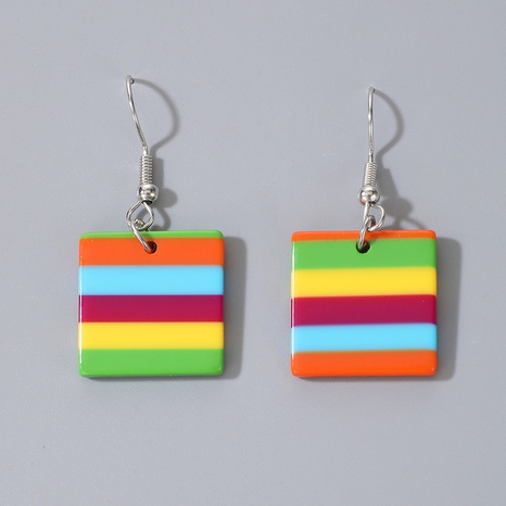 new Style Colorful Acrylic contrast Color striped pendant earrings's discount tags