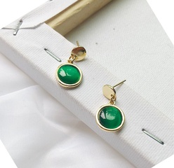 Fashion Retro Artistic Emerald Inlaid Opal Stone Alloy Ear Studs