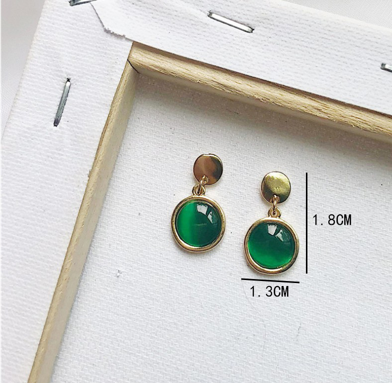 Fashion Retro Artistic Emerald Inlaid Opal Stone Alloy Ear Studspicture6