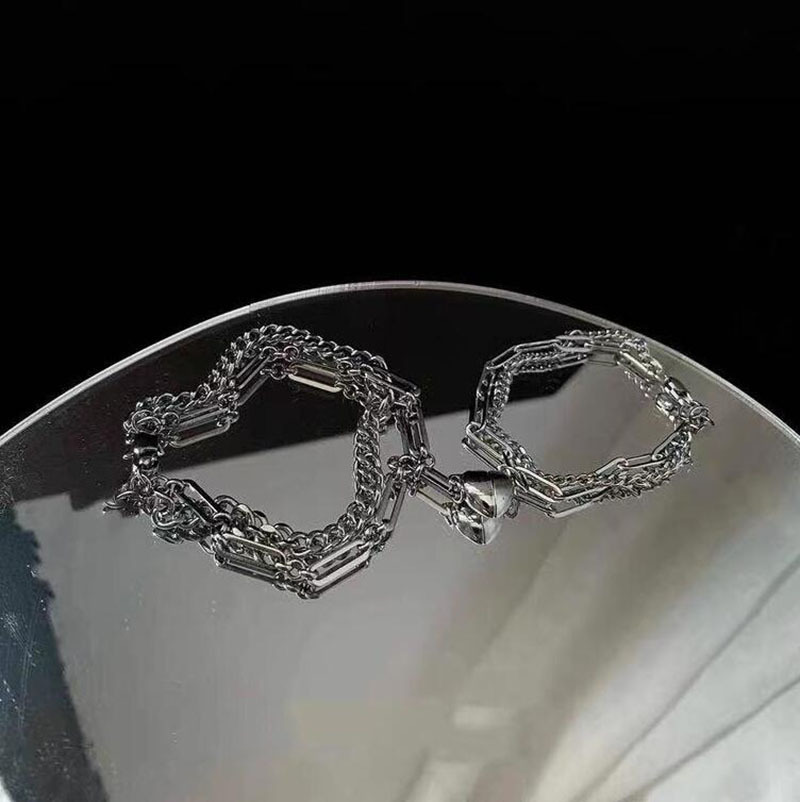 Mode Double Couche Coeur Aimant Daspiration Couple Bracelet Main Bijouxpicture4