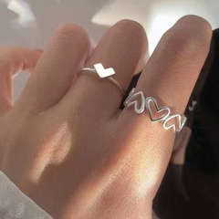 solid color Hollow out Love Heart-Shaped adjustable Ring
